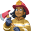 woman firefighter: medium-dark skin tone on Facebook