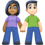 woman and man holding hands: medium-dark skin tone, light skin tone on Facebook