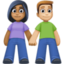 woman and man holding hands: medium-dark skin tone, medium-light skin tone on Facebook