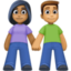 woman and man holding hands: medium-dark skin tone, medium skin tone on Facebook