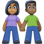 woman and man holding hands: medium-dark skin tone, dark skin tone on Facebook