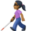 woman with white cane: medium-dark skin tone on Facebook