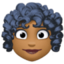 woman: medium-dark skin tone, curly hair on Facebook