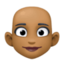 woman: medium-dark skin tone, bald on Facebook
