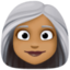 woman: medium-dark skin tone, white hair on Facebook