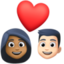 couple with heart: woman, man, medium-dark skin tone, light skin tone on Facebook