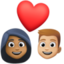 couple with heart: woman, man, medium-dark skin tone, medium-light skin tone on Facebook