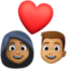 couple with heart: woman, man, medium-dark skin tone, medium skin tone on Facebook