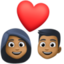 couple with heart: woman, man, medium-dark skin tone on Facebook