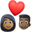 couple with heart: woman, man, medium-dark skin tone, dark skin tone on Facebook