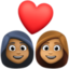 couple with heart: woman, woman, medium-dark skin tone, medium skin tone on Facebook