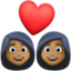couple with heart: woman, woman, medium-dark skin tone on Facebook