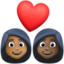 couple with heart: woman, woman, medium-dark skin tone, dark skin tone on Facebook