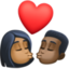 kiss: woman, man, medium-dark skin tone, dark skin tone on Facebook