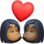 kiss: woman, woman, medium-dark skin tone, dark skin tone on Facebook