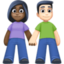 woman and man holding hands: dark skin tone, light skin tone on Facebook