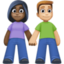 woman and man holding hands: dark skin tone, medium-light skin tone on Facebook