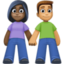 woman and man holding hands: dark skin tone, medium skin tone on Facebook