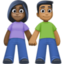 woman and man holding hands: dark skin tone, medium-dark skin tone on Facebook