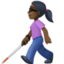 woman with white cane: dark skin tone on Facebook