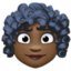 woman: dark skin tone, curly hair on Facebook