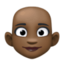 woman: dark skin tone, bald on Facebook