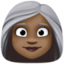 woman: dark skin tone, white hair on Facebook