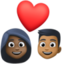 couple with heart: woman, man, dark skin tone, medium-dark skin tone on Facebook