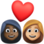 couple with heart: woman, woman, dark skin tone, medium-light skin tone on Facebook