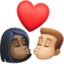 kiss: woman, man, dark skin tone, medium-light skin tone on Facebook