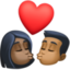 kiss: woman, man, dark skin tone, medium-dark skin tone on Facebook