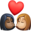 kiss: woman, woman, dark skin tone, medium-light skin tone on Facebook