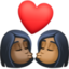 kiss: woman, woman, dark skin tone, medium-dark skin tone on Facebook