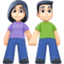 woman and man holding hands: light skin tone on Facebook