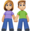woman and man holding hands: medium-light skin tone on Facebook