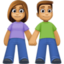 woman and man holding hands: medium skin tone on Facebook