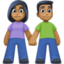 woman and man holding hands: medium-dark skin tone on Facebook