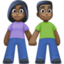 woman and man holding hands: dark skin tone on Facebook
