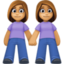 women holding hands: medium skin tone on Facebook