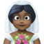 woman with veil: dark skin tone on Facebook