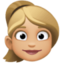 woman: medium-light skin tone, blond hair on Facebook