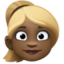 woman: dark skin tone, blond hair on Facebook