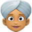 woman wearing turban: medium skin tone on Facebook