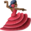 woman dancing: dark skin tone on Facebook