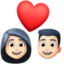 couple with heart: light skin tone on Facebook