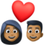couple with heart: medium-dark skin tone on Facebook