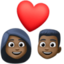 couple with heart: dark skin tone on Facebook
