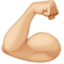 flexed biceps: medium-light skin tone on Facebook