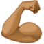 flexed biceps: medium-dark skin tone on Facebook
