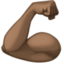 flexed biceps: dark skin tone on Facebook